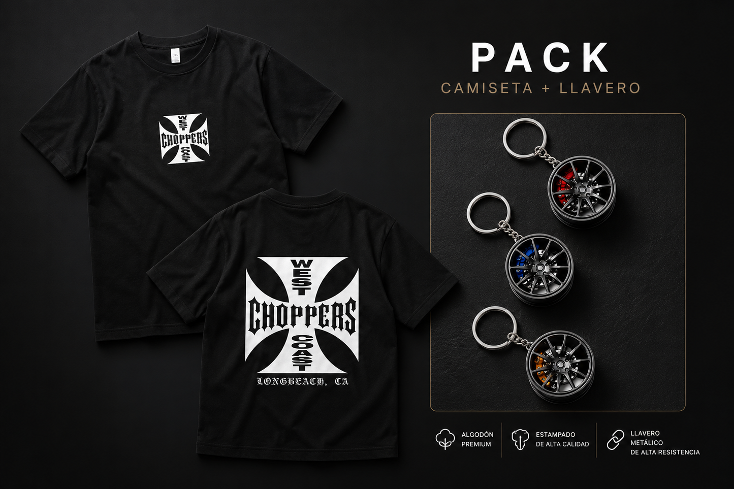 Pack West Coast Choppers + Llavero Llanta Metálico Exclusivo