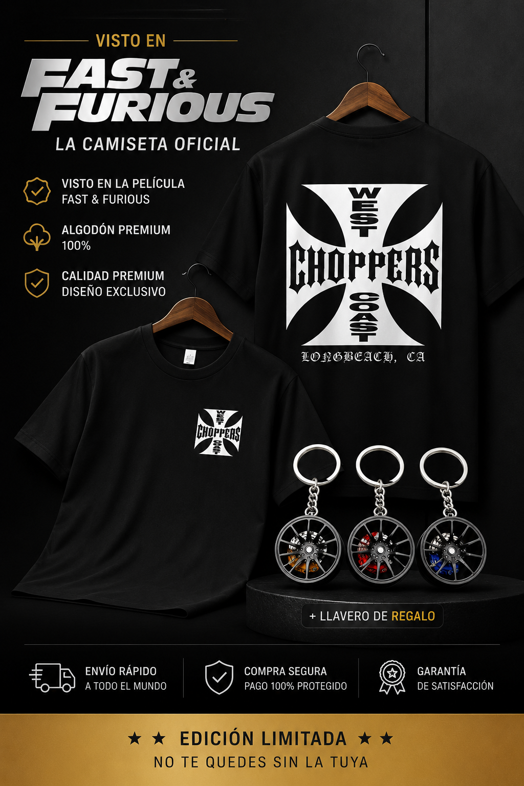 Pack West Coast Choppers + Llavero Llanta Metálico Exclusivo